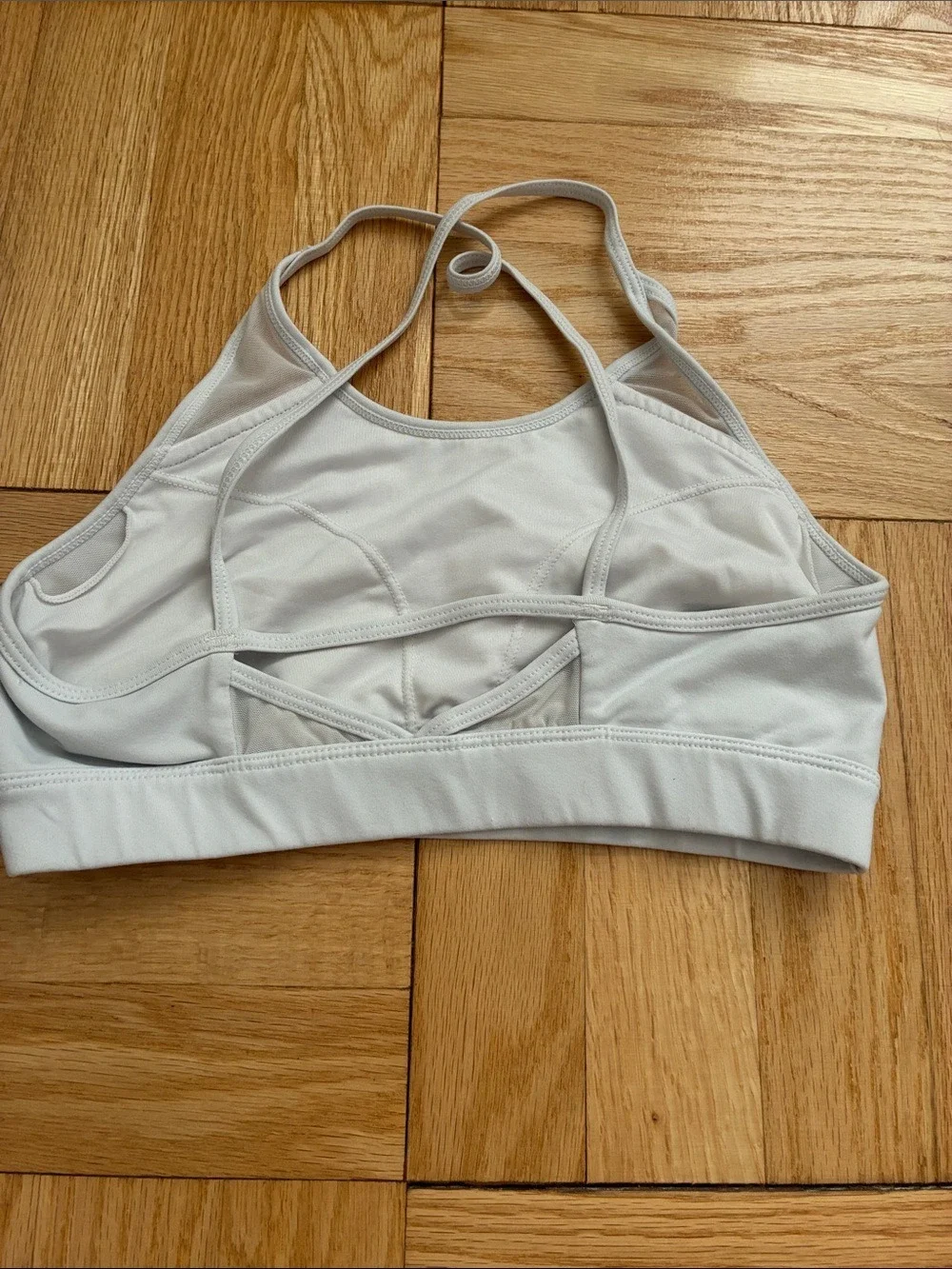ALO Yoga White Sports Bra with Black Logo
